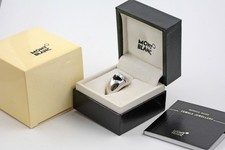 MONTBLANC Star Ring mit Onyx Perle drehbar Größe 58 925 Silber silver pearl
