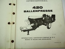 IHC Mc Cormick 420 Ballenpresse Ersatzteilliste Ersatzteilkatalog 1970