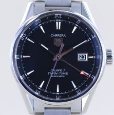 Tag Heuer Uhr Carrera Date Twin-Time Automatic black Dial Klassiker 41mm Cal 7