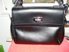 NEU - L.CREDI schwarze Ledertasche Henkeltasche Art kleine KELLY-BAG NEU