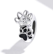 Charm Stopper Ring Pfoten 925 Silber - Anhänger Passt auch für Pandora Armband