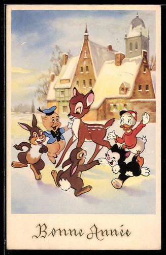 Postcard disney comic bambi - disney, comic,