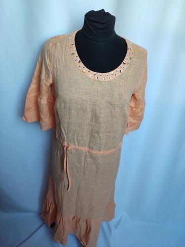 Pfirsich leinen kleid neu - leinen, gr