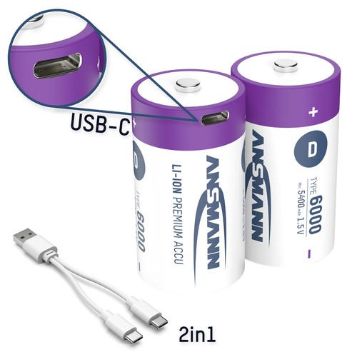 Ansmann lr20 usb mono - ansmann, usb-c