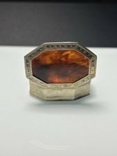 Silber Pillendose Antik Deckel Schildpatt Optik