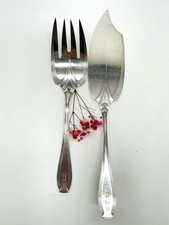 Tolles Jugendstil WMF Fisch Vorlege Besteck Messer + Gabel  Versilberung ANTIK