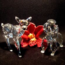 2 Swarovski Figuren Hund Pudel & Reh Kitz Glasfigur Glasfiguren / ei 029