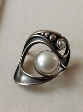 Statement Ring 925 silber mit Mabeperlen Gr 63