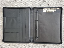 Dokumentenmappe A4, Hochwertiges Leder, Schwarz mit Ringordner, Gebraucht