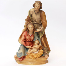 Heilige Familie Holz Skulptur Figur Linde geschnitzt gefasst Blockkrippe H.22 cm