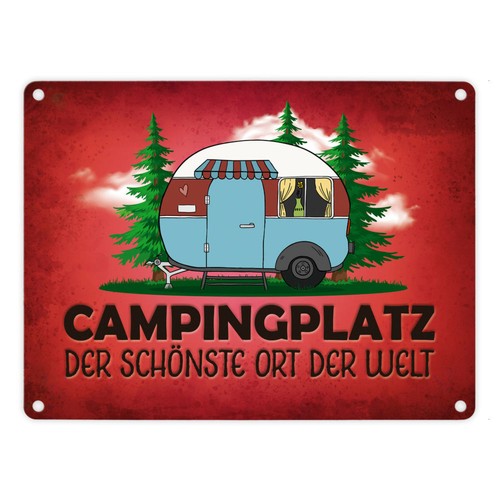 Campingplatz metallschild - campingplatz,