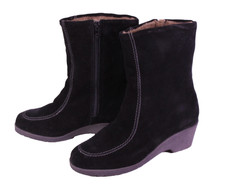 Lammfell Damen Winter Stiefel Stiefeletten Boots Leder Suede Gr. 39 schwarz CR26