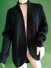 Damen  Strick Jacke Grobstrick  Cardigan Jacke Offen Halblang Schwarz Gr.M Neu 