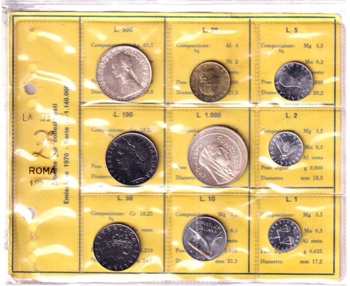 Italien kms 1970 münzen - italien, 1970-9