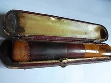Bernstein antike Zigarettenspitze mit Etui und Monogramm W