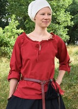 Battle-Merchant Mittelalter Bluse Birga mit 3/4 Arm, rot Wikinger Damen Kostüm