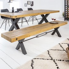 Massivholz Sitzbank THOR 200cm vintage braun Pinie recycelt Industrial Design