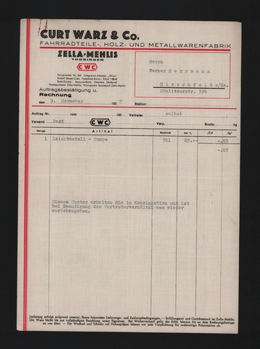 Zella mehlis rechnung 1937 - zella-mehlis,,