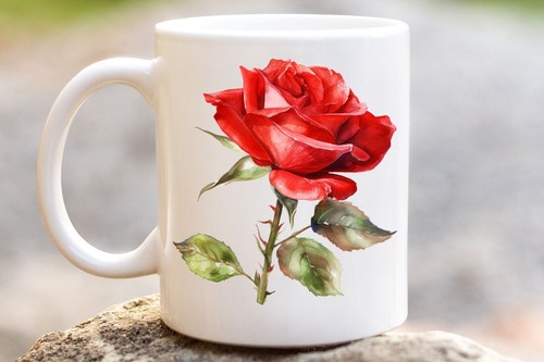 Aquarell rote rose tasse - rote,