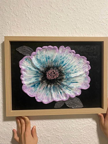Gerahmtes gemälde blumenmotiv - gemälde,