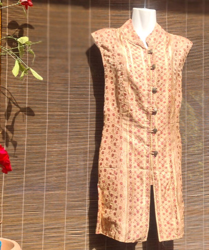 Weste seide beige rot hippie - weste,