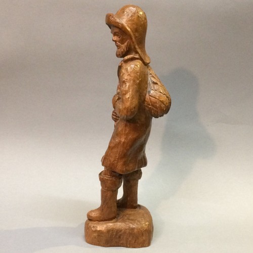 Alte holzfigur fischer angler - holzfigur,