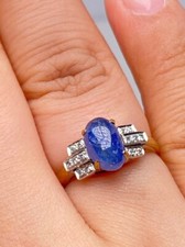 Natürlicher blauer Saphir Ring ~ massiver 9K Goldring ~ Verlobungsring ~ Damenring ~ UK J