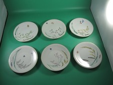 Porzellan 6 Teller Heinrich Anmut Dekor Sommer weiß mit Goldrand