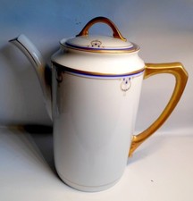 Große Jugendstil Kaffeekanne mit goldenen Henkeln+ Kobald Blau +Gold Dekor 1905