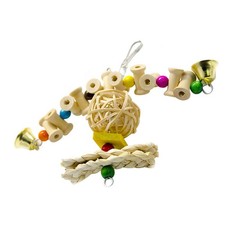  Hölzerne Papageienschaukel Hängende Rattan Kugelring Glocke Backenzahn