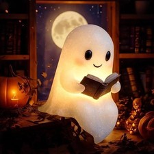 "Halloween LED Nachtlicht - Geist Buch Lampe für Mantel Deko NEU 2025"9.5*8.5*14