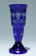 Blaue Art Deco Überfangglas Vase - Böhmen circa 1925    