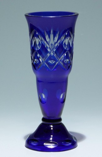Blaue art deco überfangglas - deco,