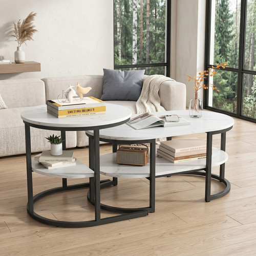 2er set couchtische marmor - set,