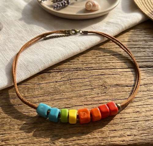 Boho kordelkette halskette - kordelkette,