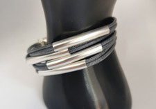 Rochenleder Armband 8 Stränge mit Magnet Edelstahl Verschluss