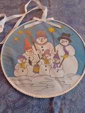 Fensterbild Seidenmalerei Schneemann Familie Rund 25cm Durchmesser