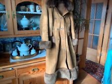 Damen Wintermantel Lammfell Midi braun orig. 70er Fellkragen ca. 38, 40 1,20 cm