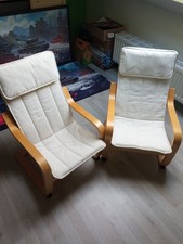 2 IKEA Poäng Kindersessel Schwingsessel, Beige + 2 Kissen