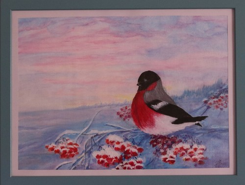 Gemälde acrylbild gimpel - gemälde,