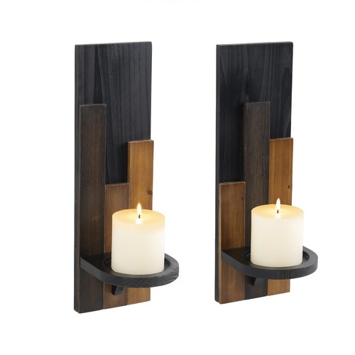 Wandkerzenhalter holz schwarz - holz,
