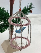 Alt Christbaumschmuck Weihnachtsschmuck  Gablonz Vogelkäfig Vogel