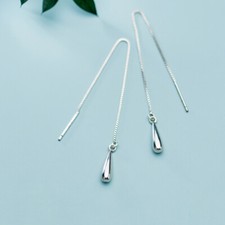 Damen Ohrringe Durchzieher Tropfen  Sterling Silber 925