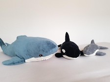 3x Plüschtier Ikea Hai + Orca + Delfin Stofftier Kuscheltier Fisch Meer