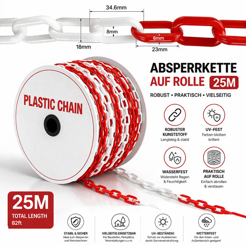 Absperrkette meter rot - 25,