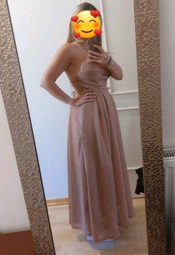 Abendkleid beige gold glitzer - beige,
