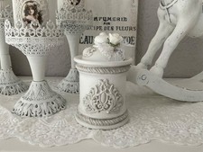 Hübsche Shabby Deko Steingut Dose Bonboniere Ornament Spitze Vintage Landhaus❤️