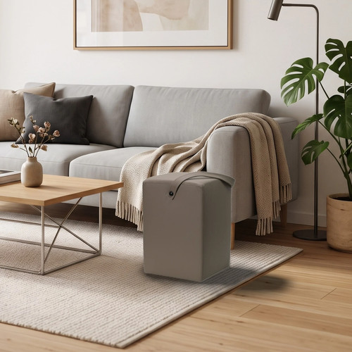 Hocker linus taupe aus - aus, echtem