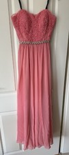 Abendkleid lang Unique Gr. 34 rosé mit Tuch