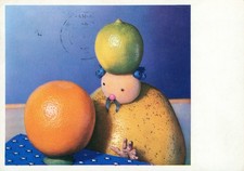 Südfrucht Männchen, Künstler-Postkarte, Rox Karte um 1960